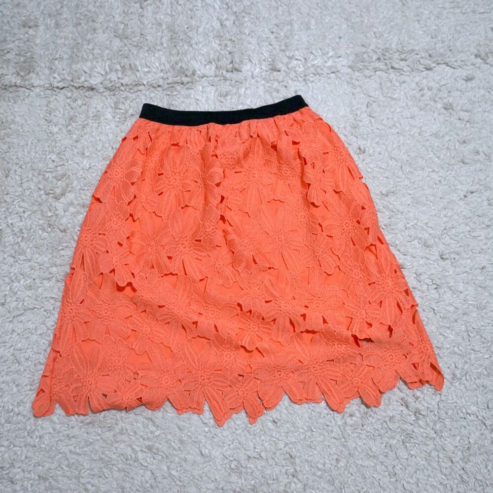 Xhilaration Lace A Line Knee Length Skirt Size S Women Coral
